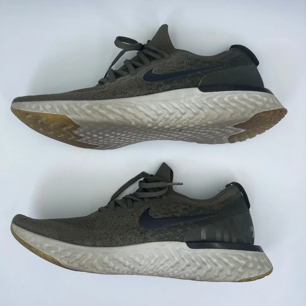 Nike Epic React Flyknit Men's 12 Olive Green Running Shoes AQ0067-300